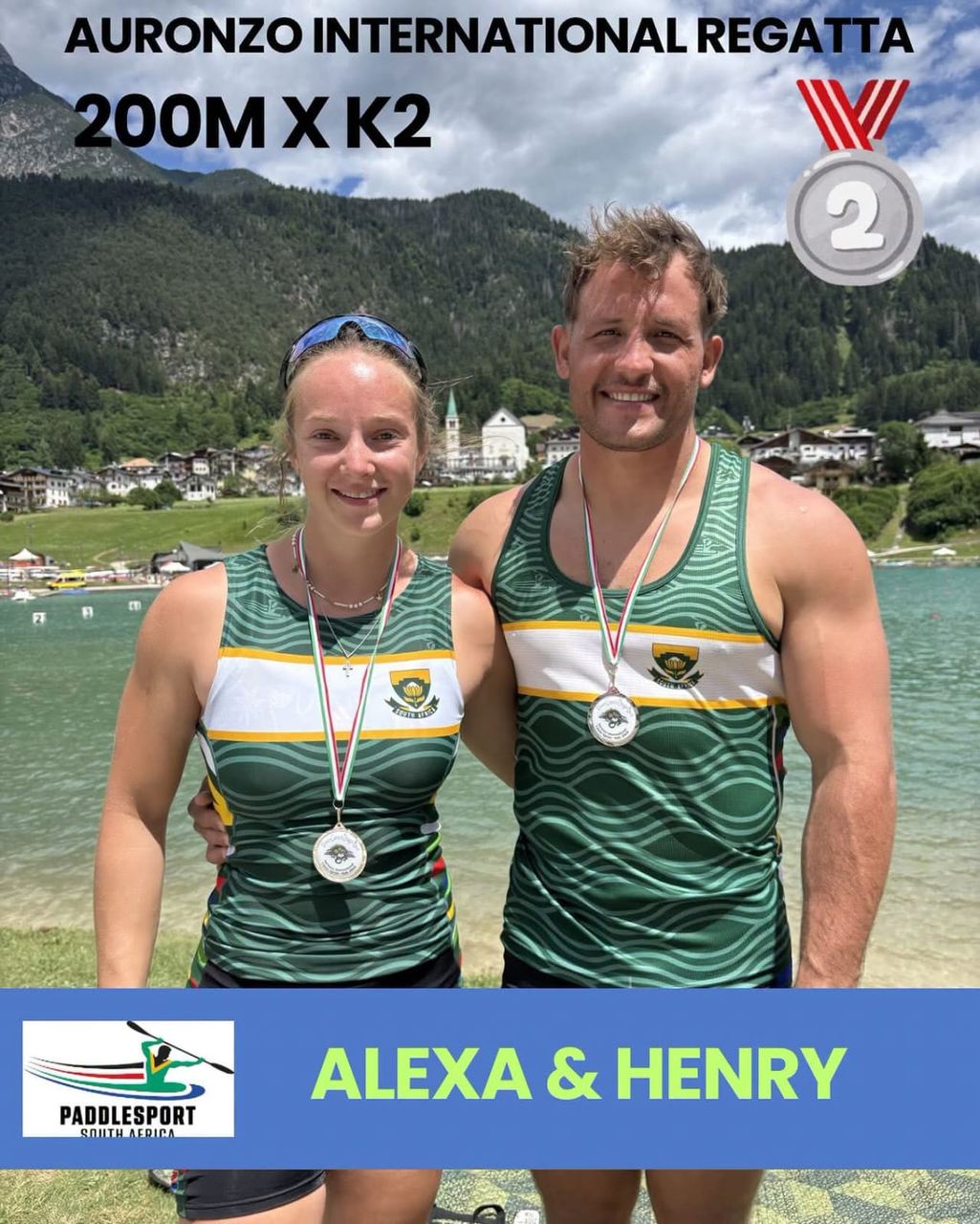 Alexa Godden and Henry van Der Walt with medals
