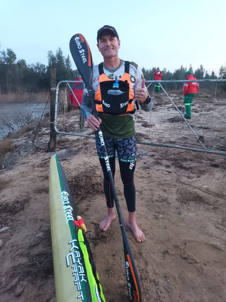 Hank McGregor at the river with his surfski