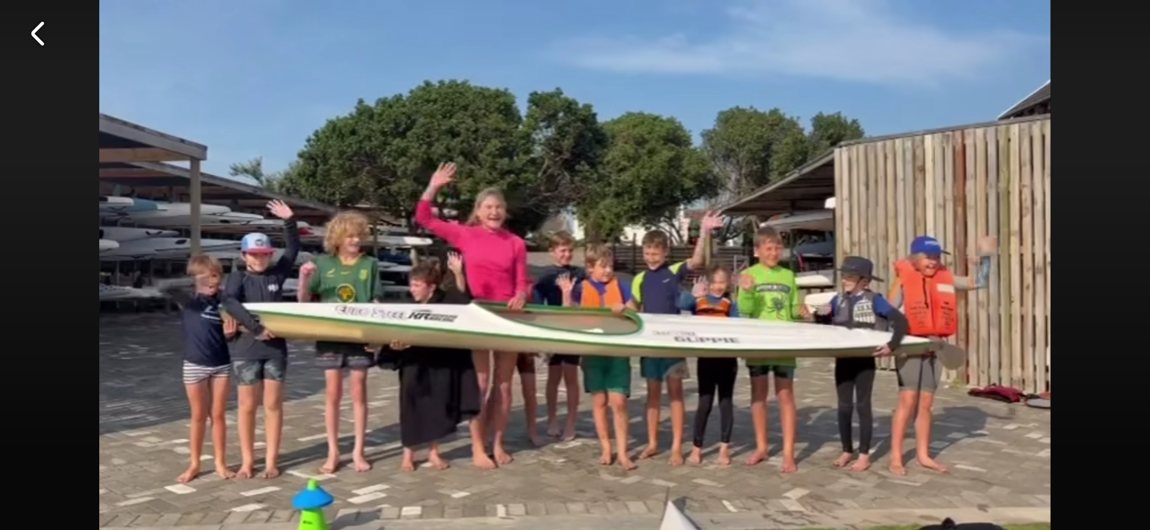 St Francis Bay Paddling Club juniors with the six new Knysna Racing Guppies from Euro Steel.