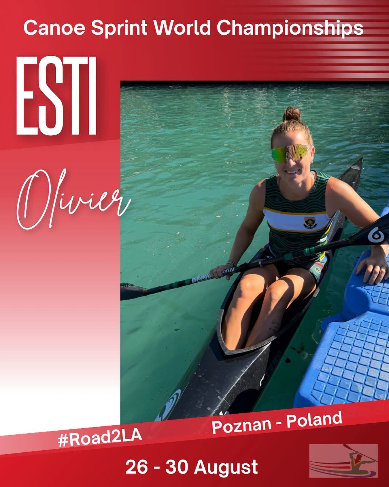 Esti Olivier team card for the 2026 Canoe Sprint World Championships