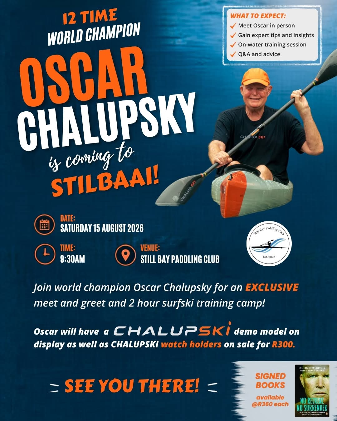 Oscar Chalupsky Still Bay meet and greet poster
