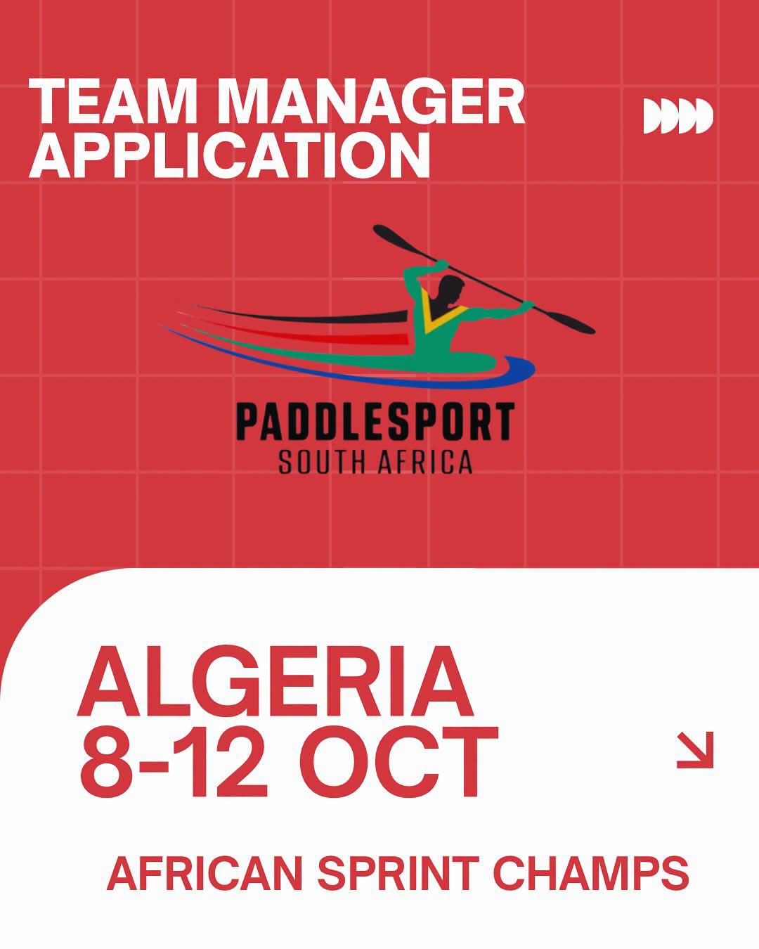African Sprint Championships Algeria team manager application poster