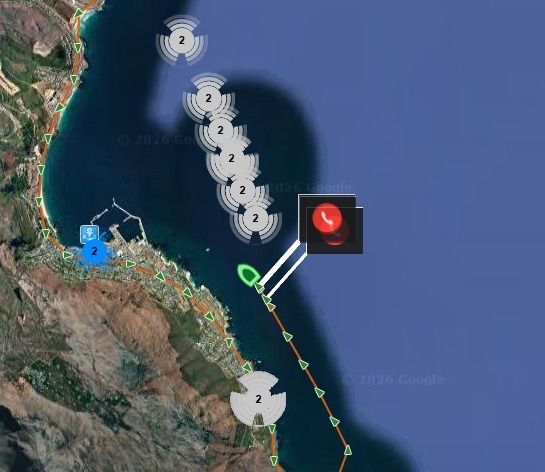 SafeTrx emergency button process screenshot showing paddler location map
